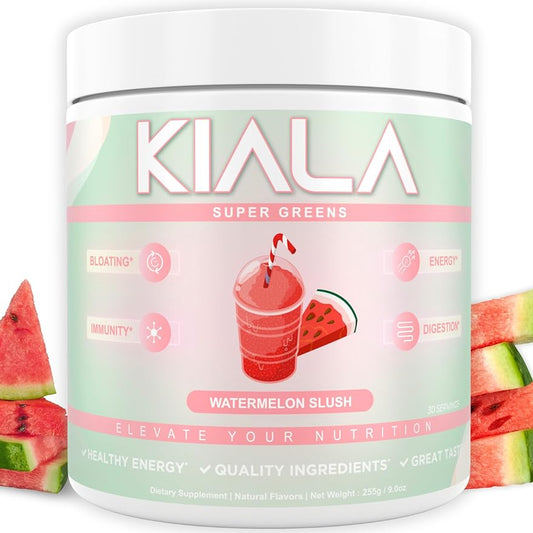 Kiala Nutrition Super Greens - Organic Greens Powder to Reduce Bloat, Support Gut Health, Boost Immunity, Healthy Digestion for Women - Antioxidant Support - Spirulina - Chlorella -Watermelon Slush