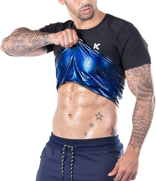 Kewlioo Men's Sauna Suit Shirt - Heat Trapping Sweat Compression Vest, Shapewear Top, Gym Exercise Versatile Shaper Jacket